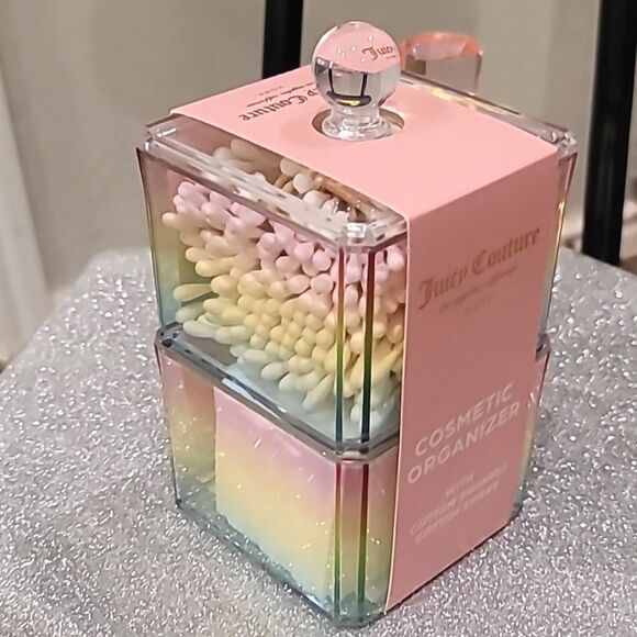 Juicy Couture Iridescent Rainbow Cosmetic Organizer w/Cotton Squares & Swabs - Picture 5 of 10